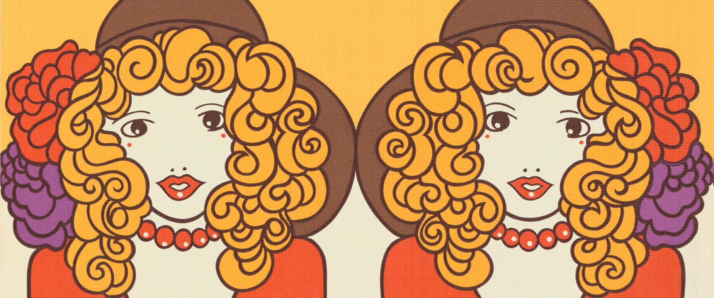 Orangea vintagetapeter