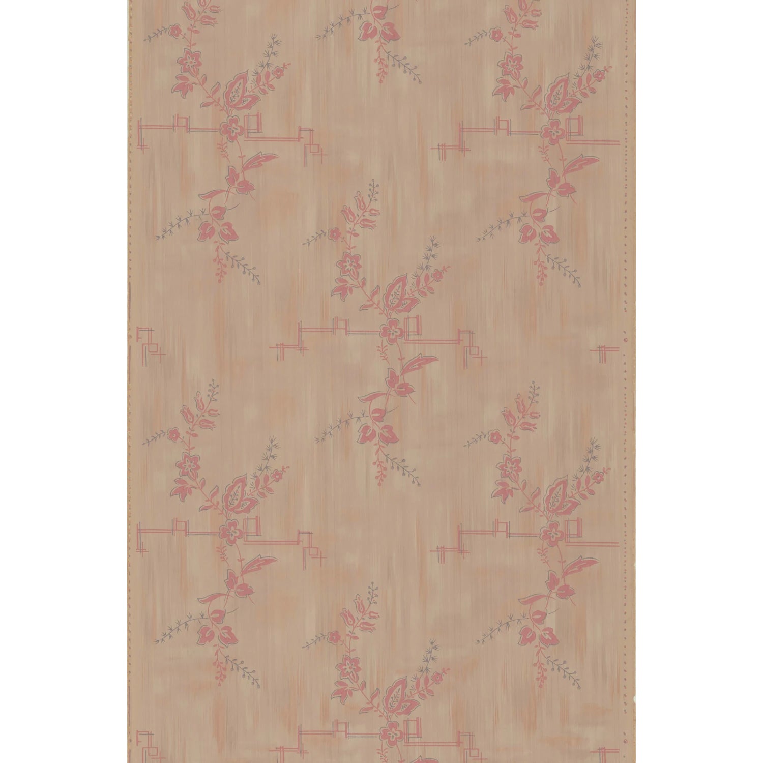 Vintagetapet Rosa blom på strimmig botten