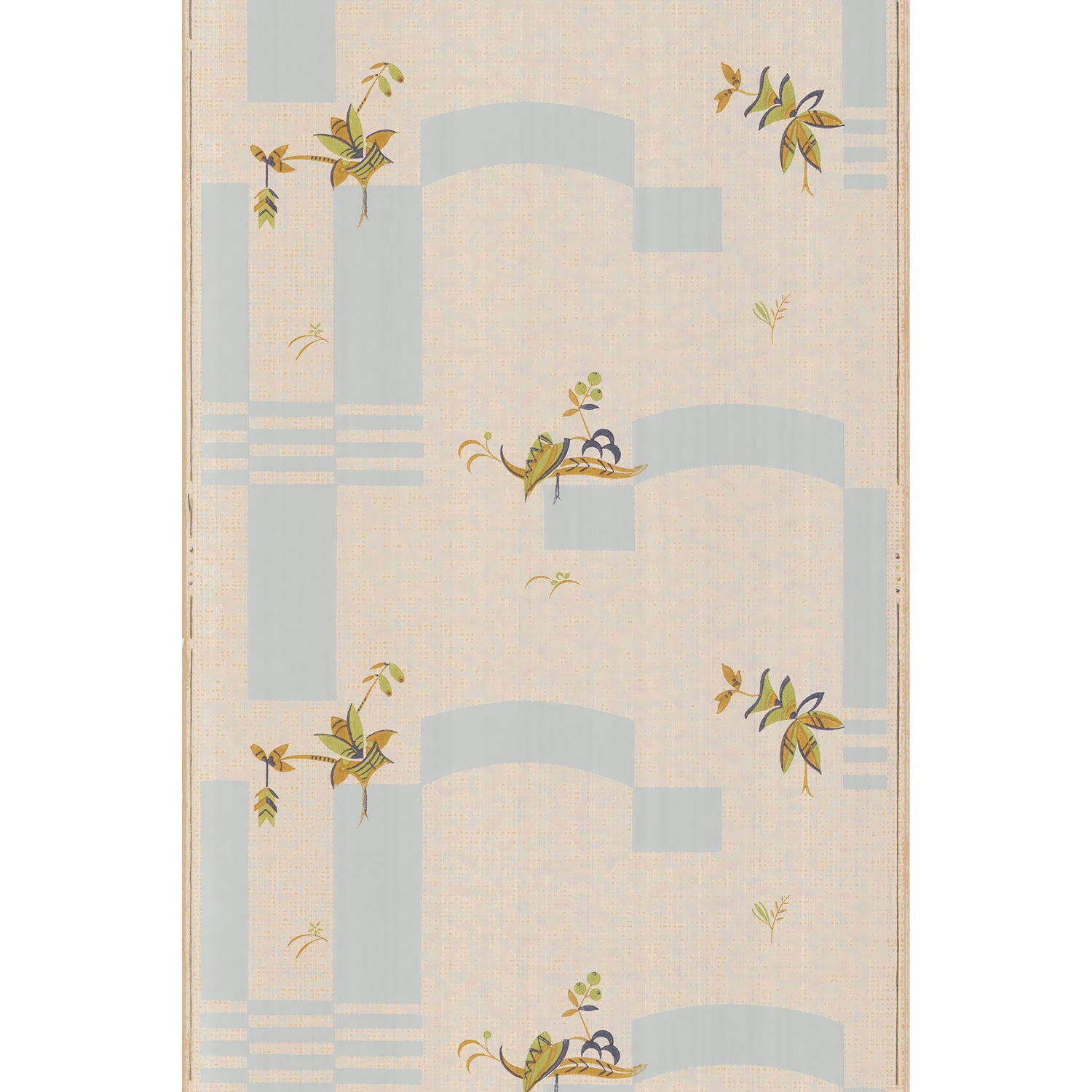 Vintagetapet Gröna bär, ljusblå fält