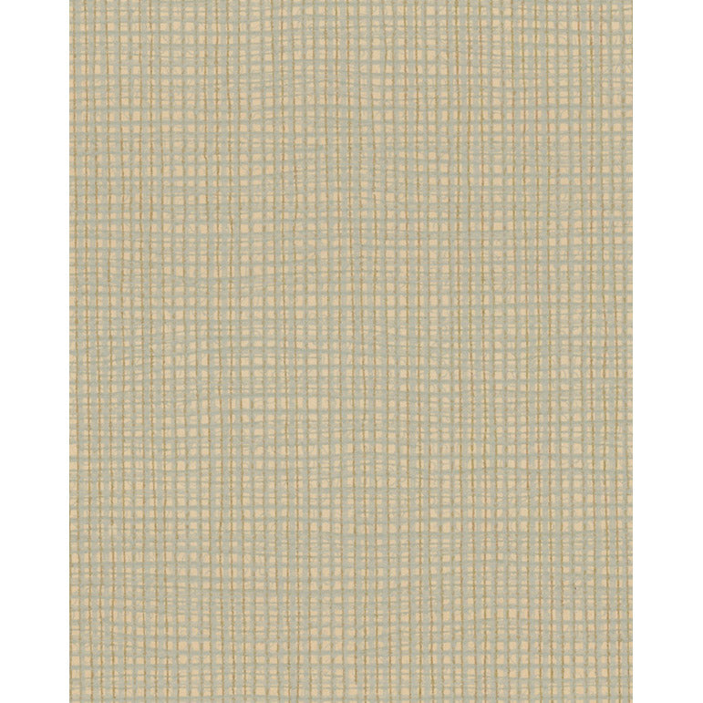 Vintagetapet Funkisrutigt, ljusblå/guld