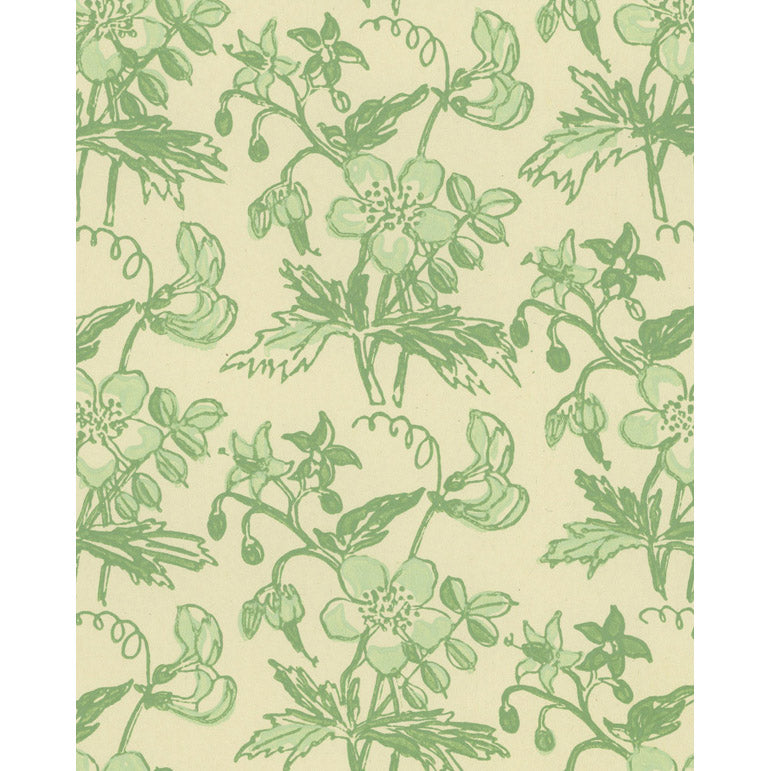 Vintagetapet Grön bukett med klänge