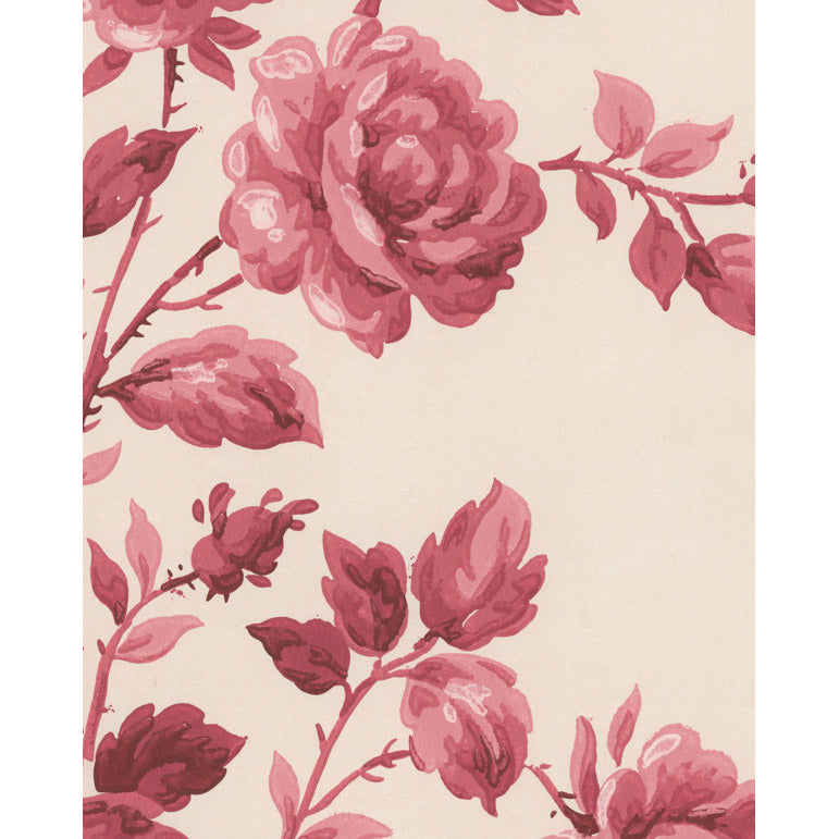 Vintagetapet Djupt rosa ros