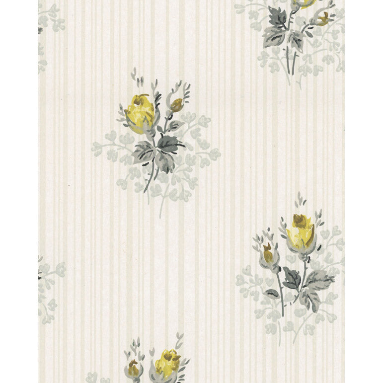 Vintagetapet Gul ros på ränder