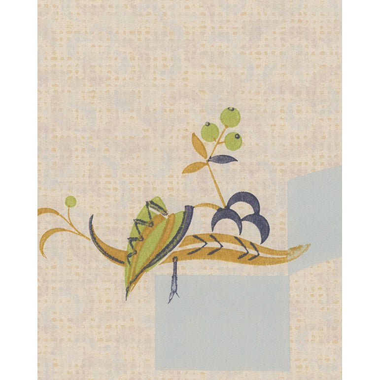 Vintagetapet Gröna bär, ljusblå fält - Tapetorama