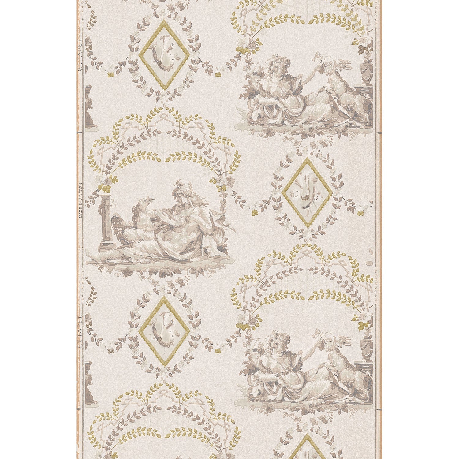 Vintagetapet Klassisk donna med get – guld - Tapetorama