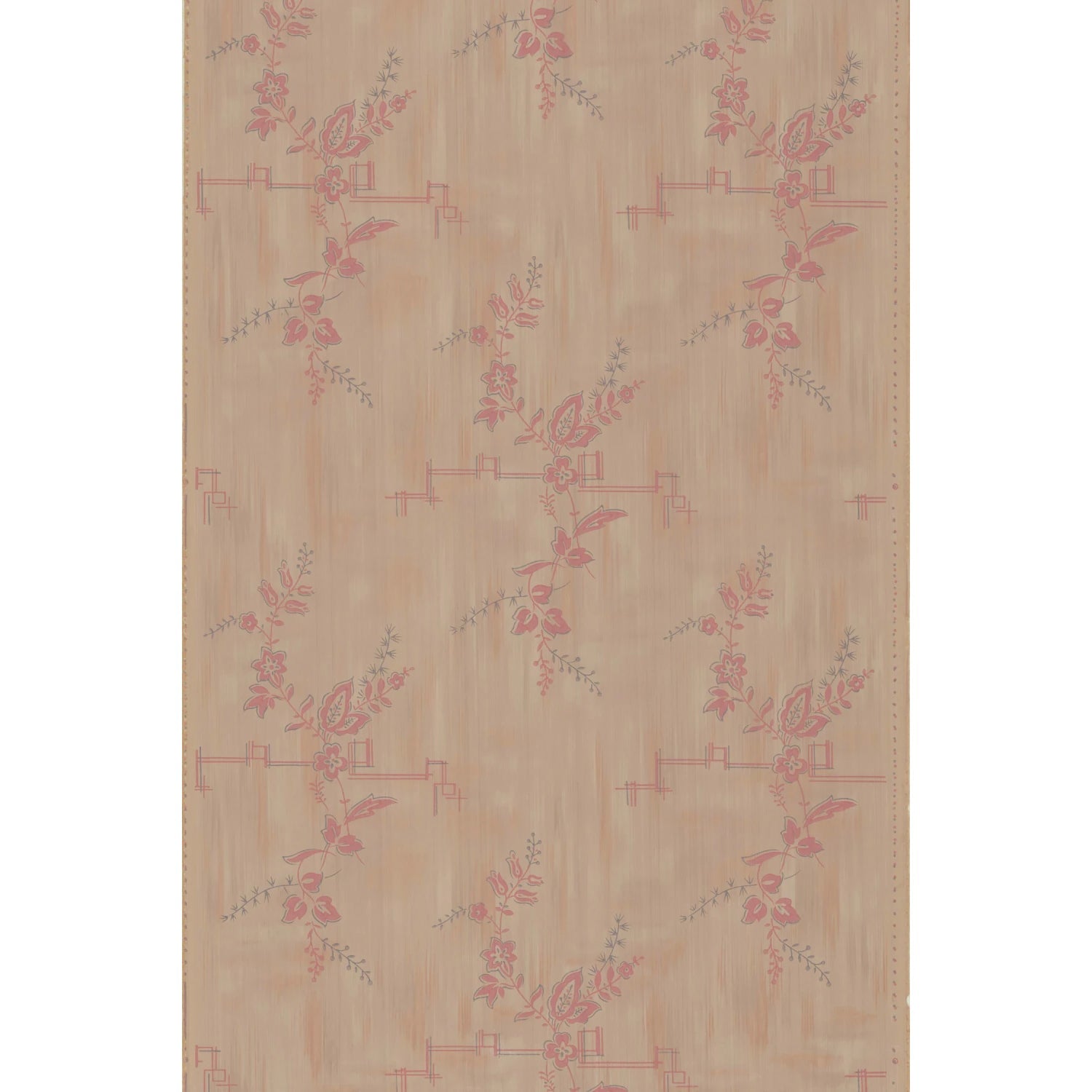 Vintagetapet Rosa blom på strimmig botten - Tapetorama