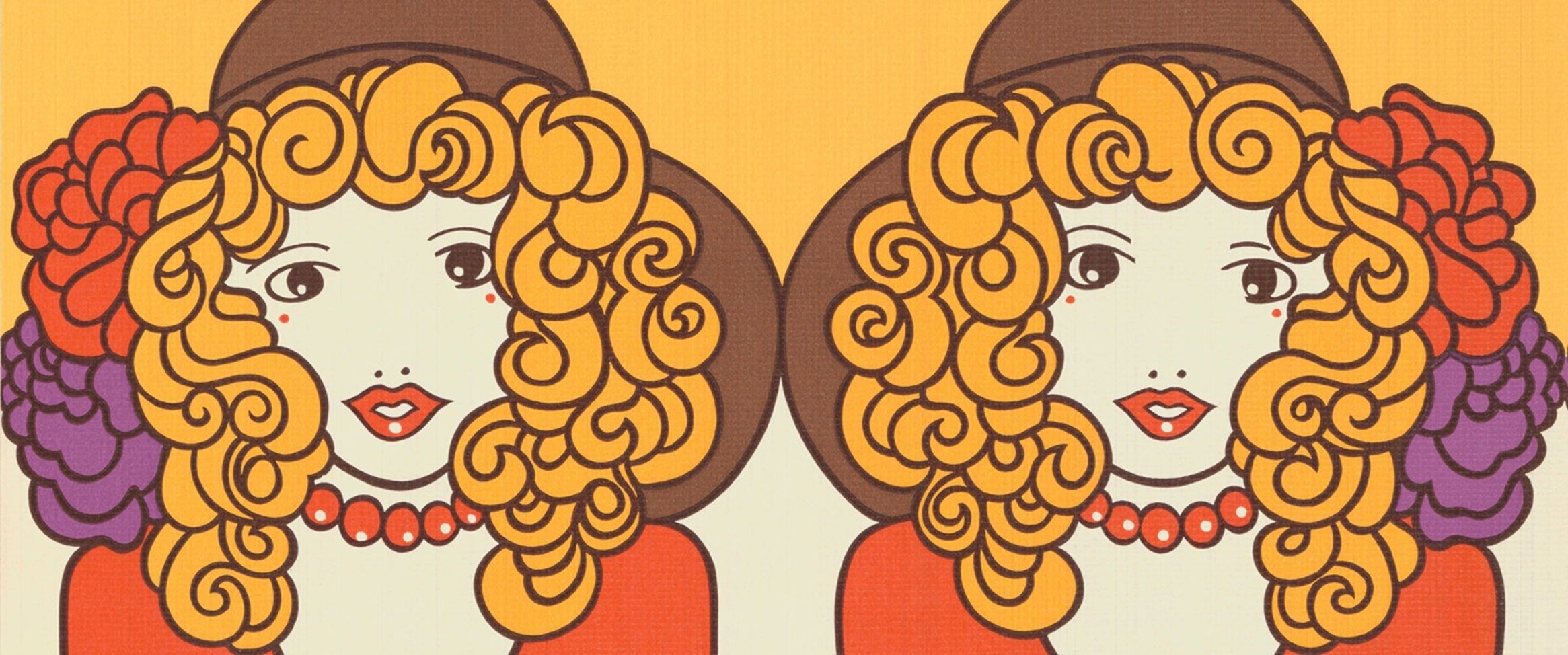 Orangea vintagetapeter - Tapetorama