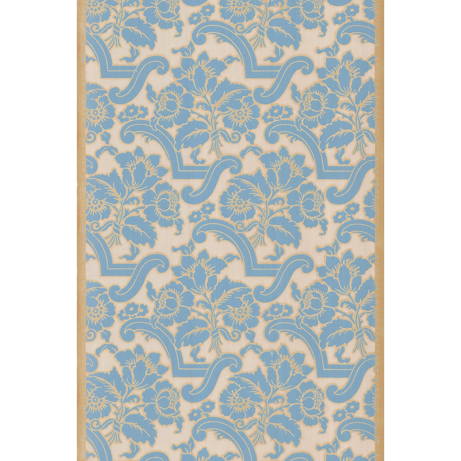 Vintagetapet Blå buketter på satäng