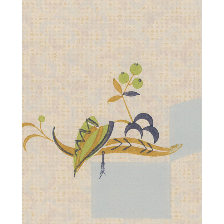 Vintagetapet Gröna bär, ljusblå fält