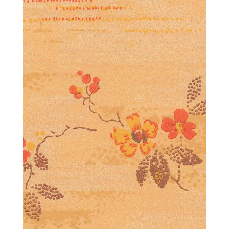 Vintagetapet Gulröd blom på skära skyar