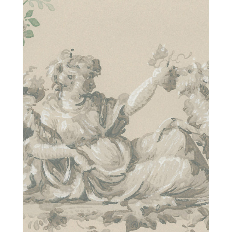 Vintagetapet Klassisk donna med get – grön