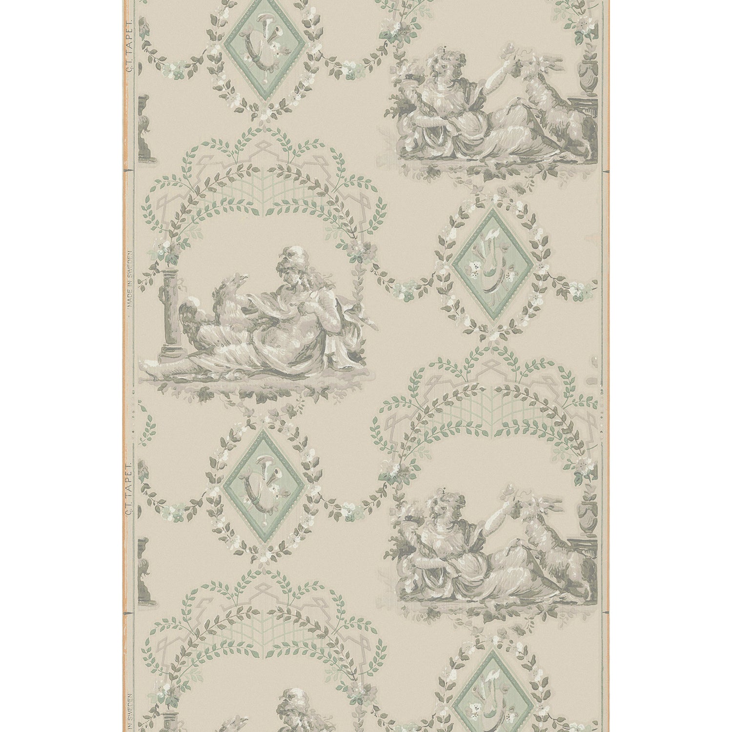 Vintagetapet Klassisk donna med get – grön