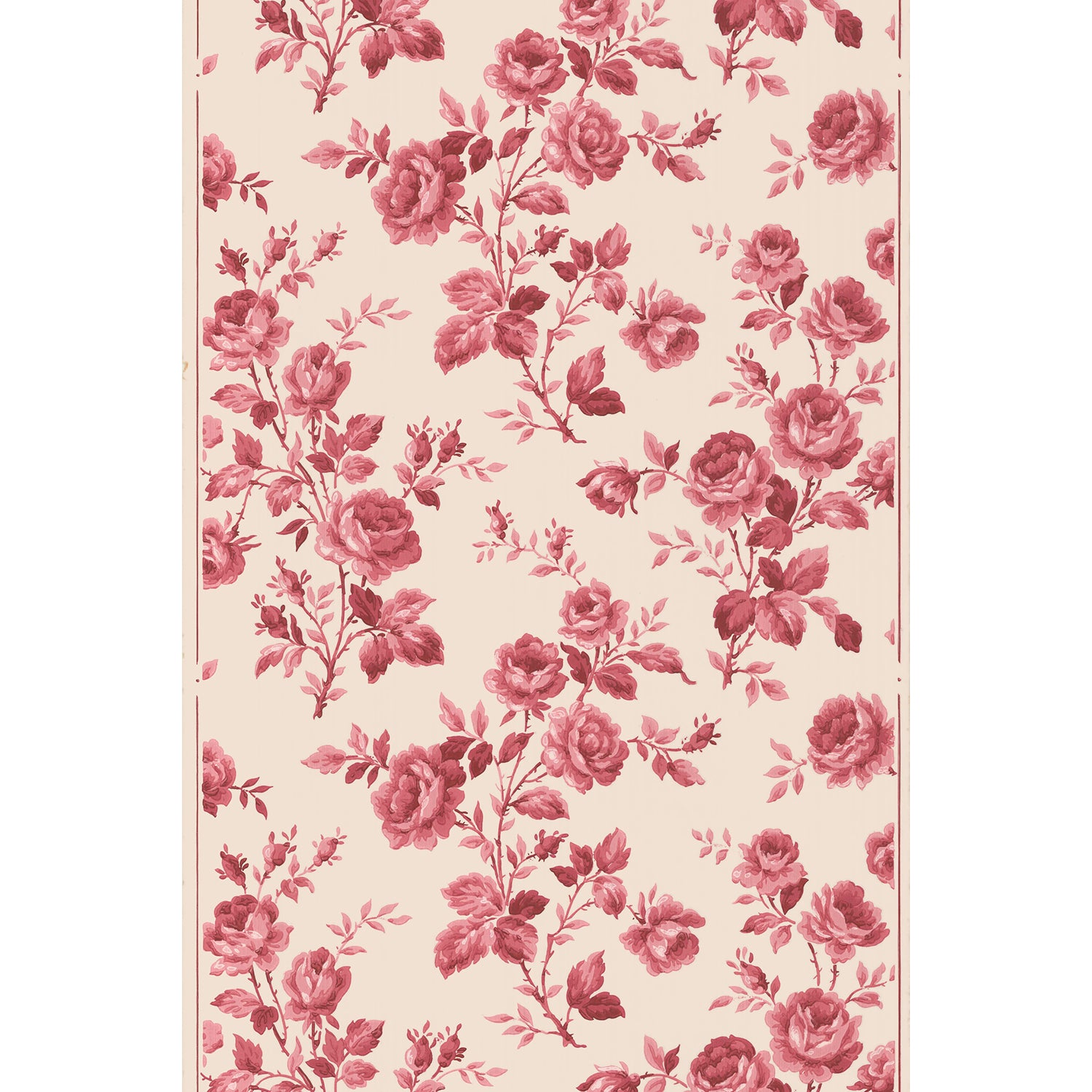 Vintagetapet Djupt rosa ros