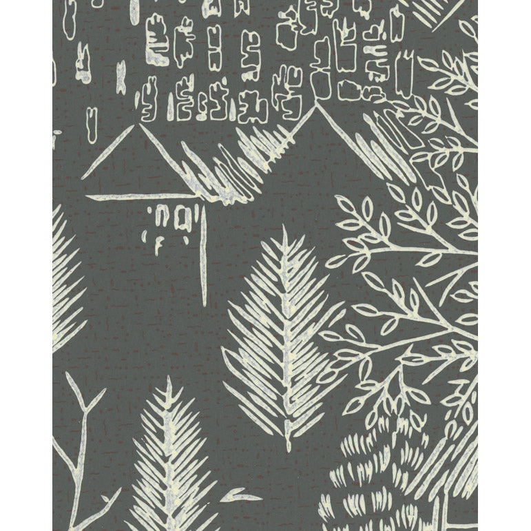 Vintagetapet I den grå barrskogen finns ett skimmer av rödaste brons