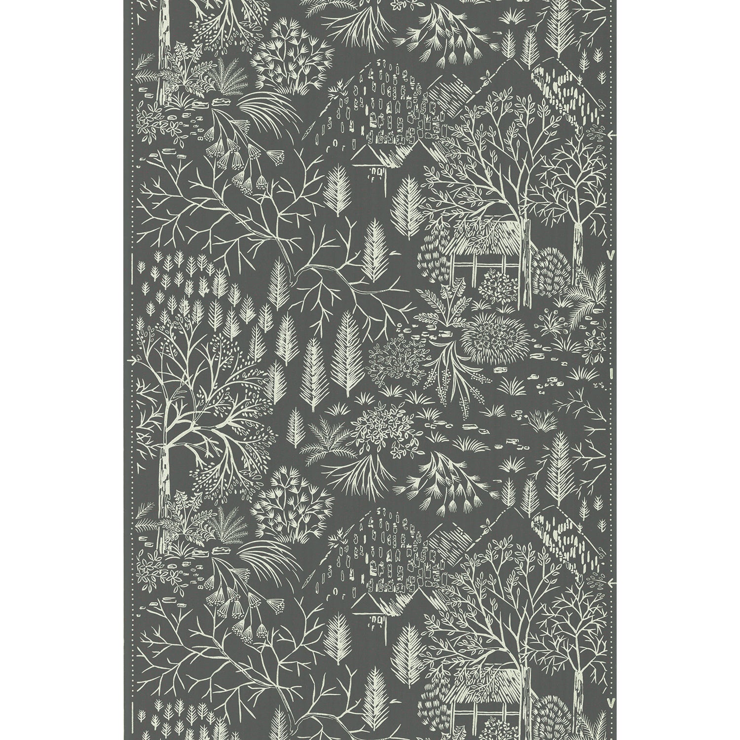 Vintagetapet I den grå barrskogen finns ett skimmer av rödaste brons